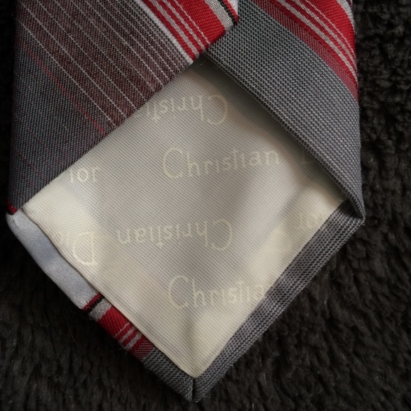 Christian Dior Tie Gray and red - Picture 4 of 4